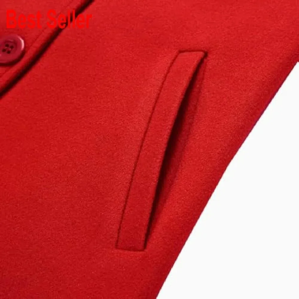 Wool Blend Peacoat Double Breasted Trench Coat Classic Elegant Fall Winter